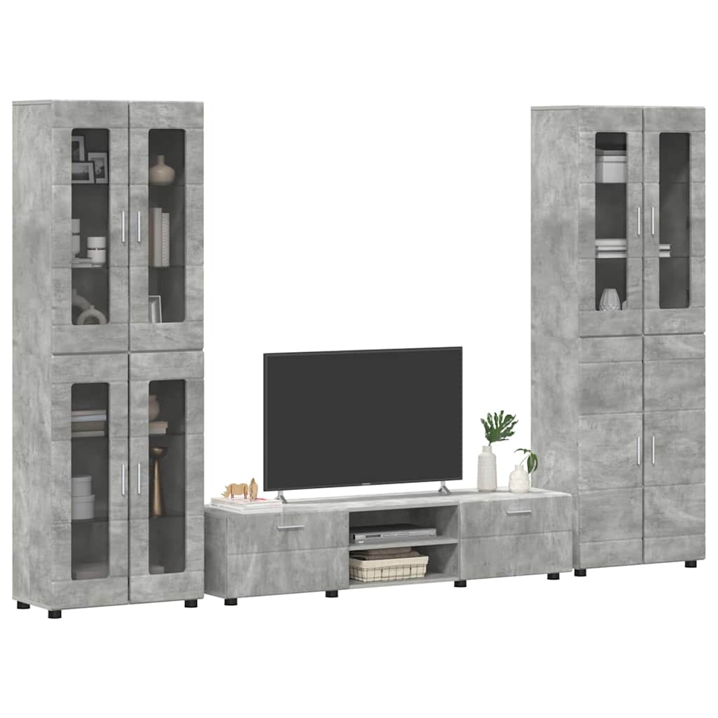 TV Cabinet Set FLORIN 3 pcs Concrete Grey Engineered Wood