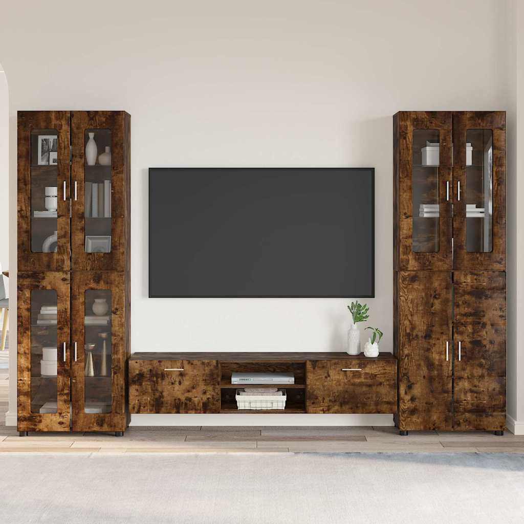 TV Cabinet Set FLORIN 3 pcs Smoked Oak Engineered Wood