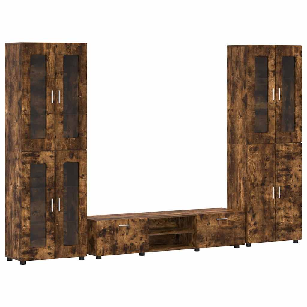 TV Cabinet Set FLORIN 3 pcs Smoked Oak Engineered Wood