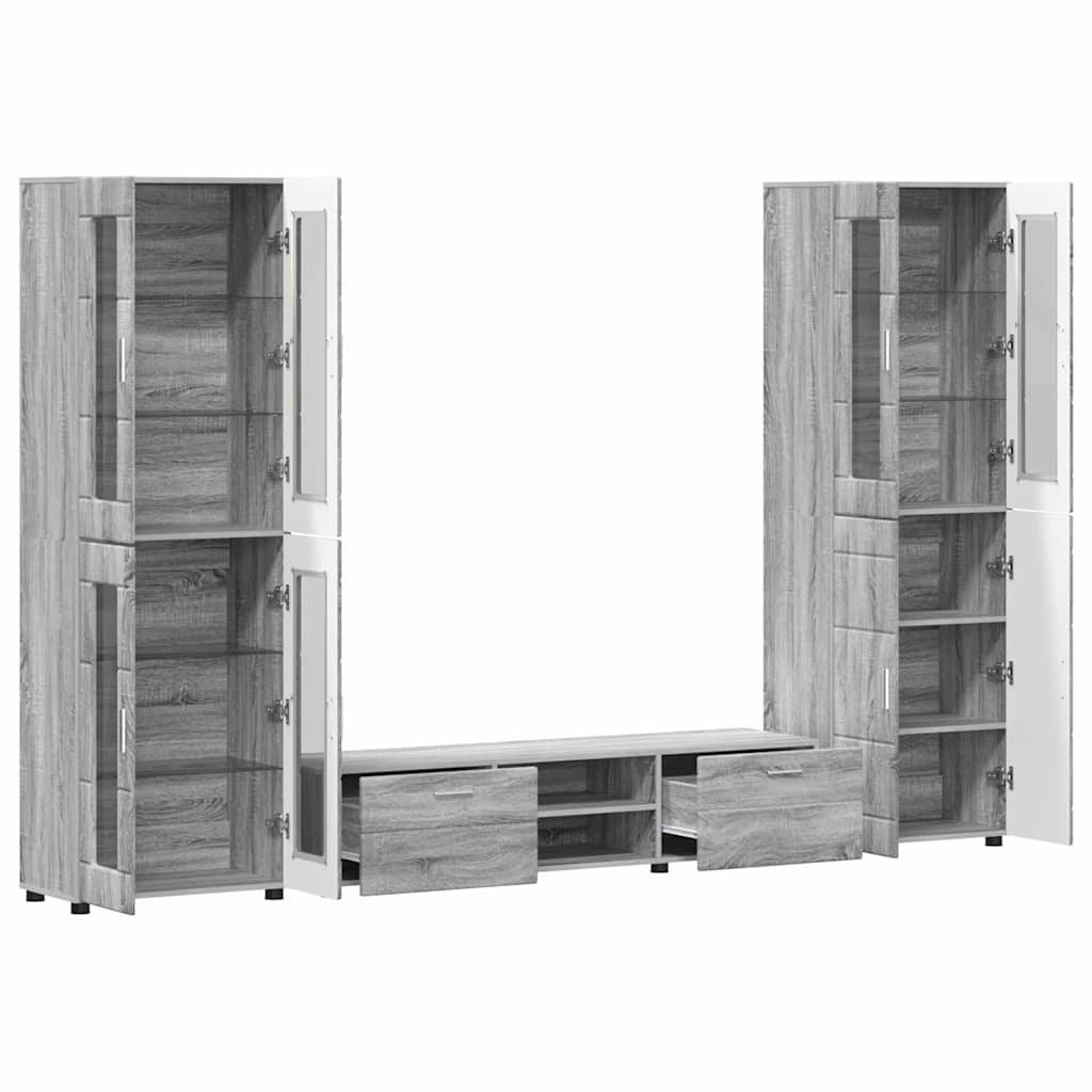 TV Cabinet Set FLORIN 3 pcs Grey Sonoma Engineered Wood