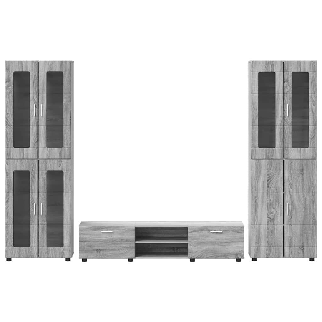 TV Cabinet Set FLORIN 3 pcs Grey Sonoma Engineered Wood