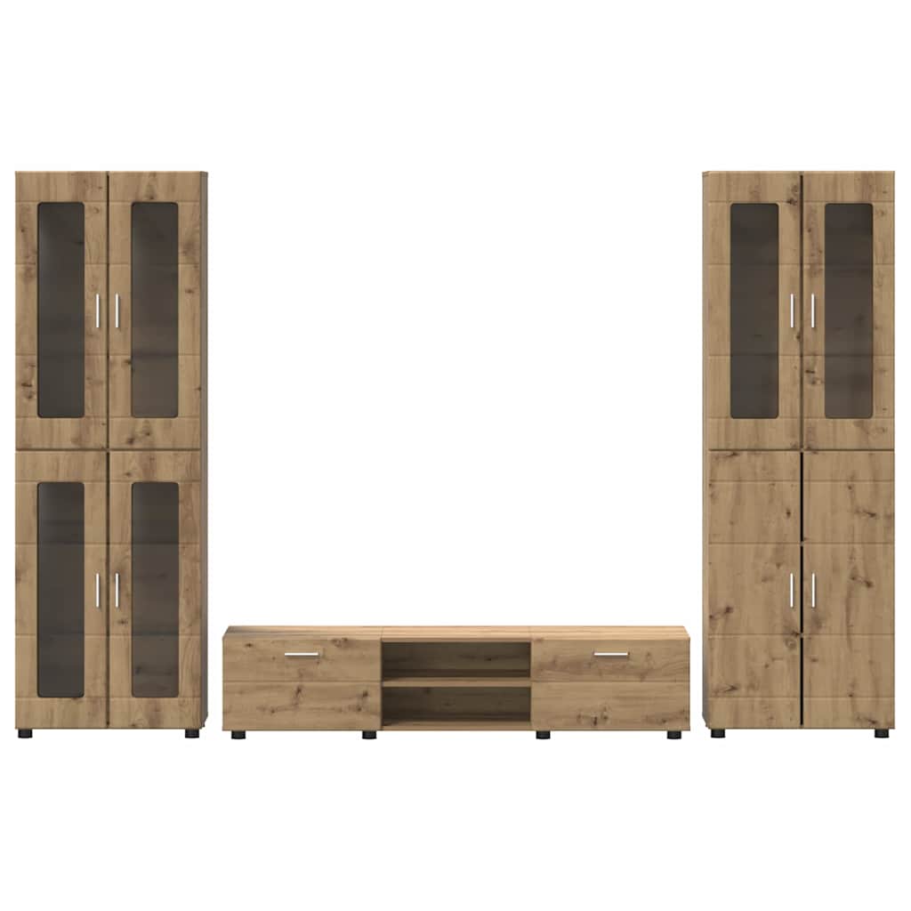TV Cabinet Set FLORIN 3 pcs Artisan Oak Engineered Wood