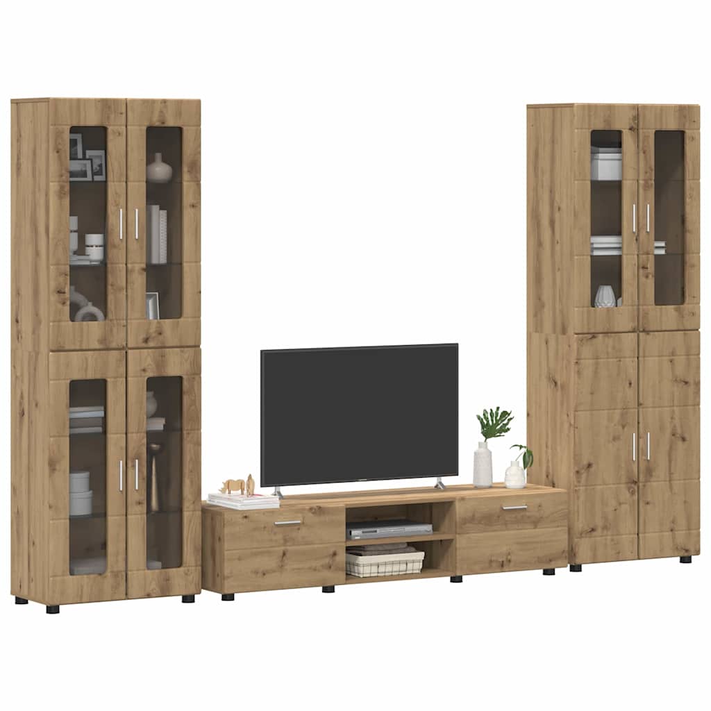 TV Cabinet Set FLORIN 3 pcs Artisan Oak Engineered Wood
