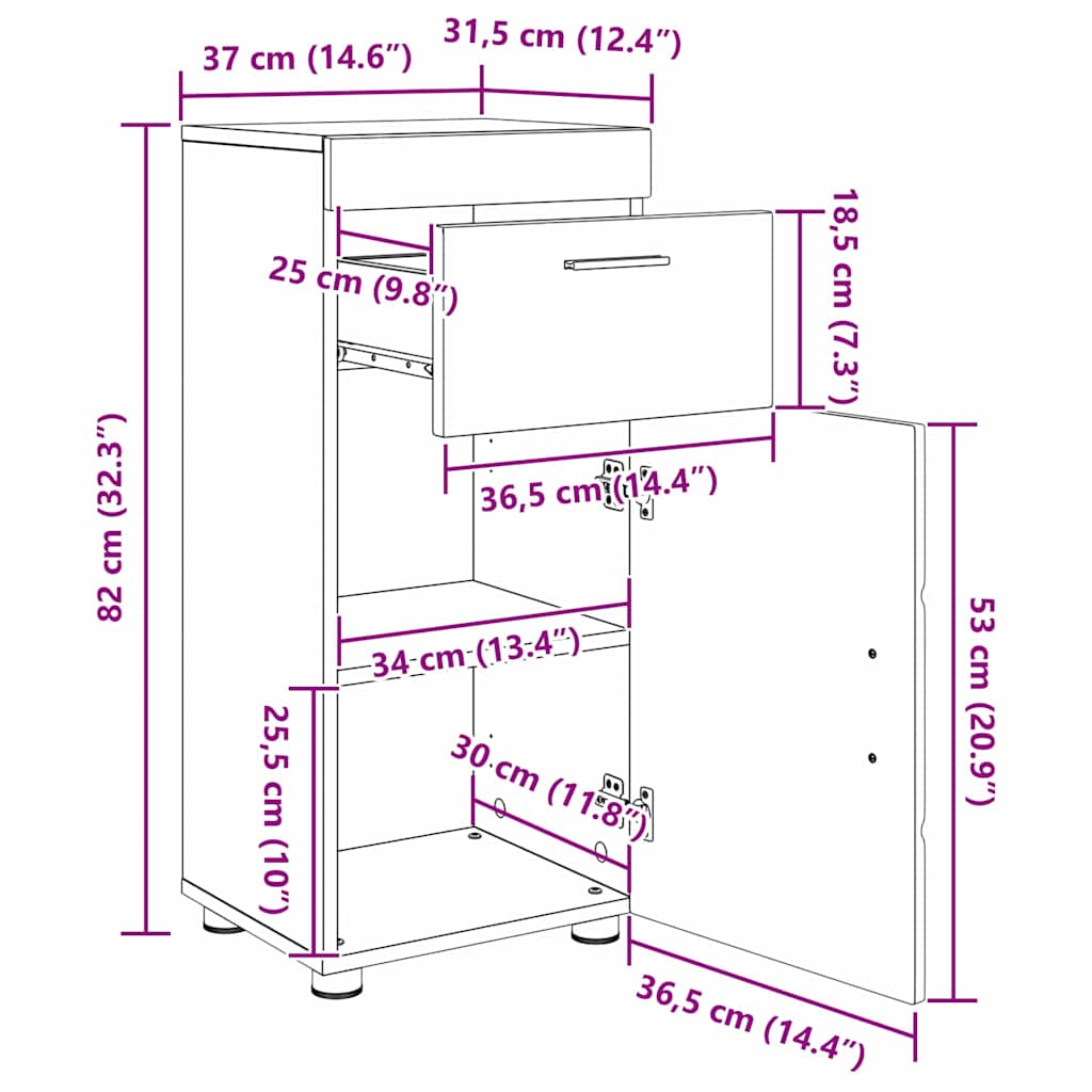 Bathroom Furniture Set TULUM 3 pcs White 60 x 34 x 63 cm