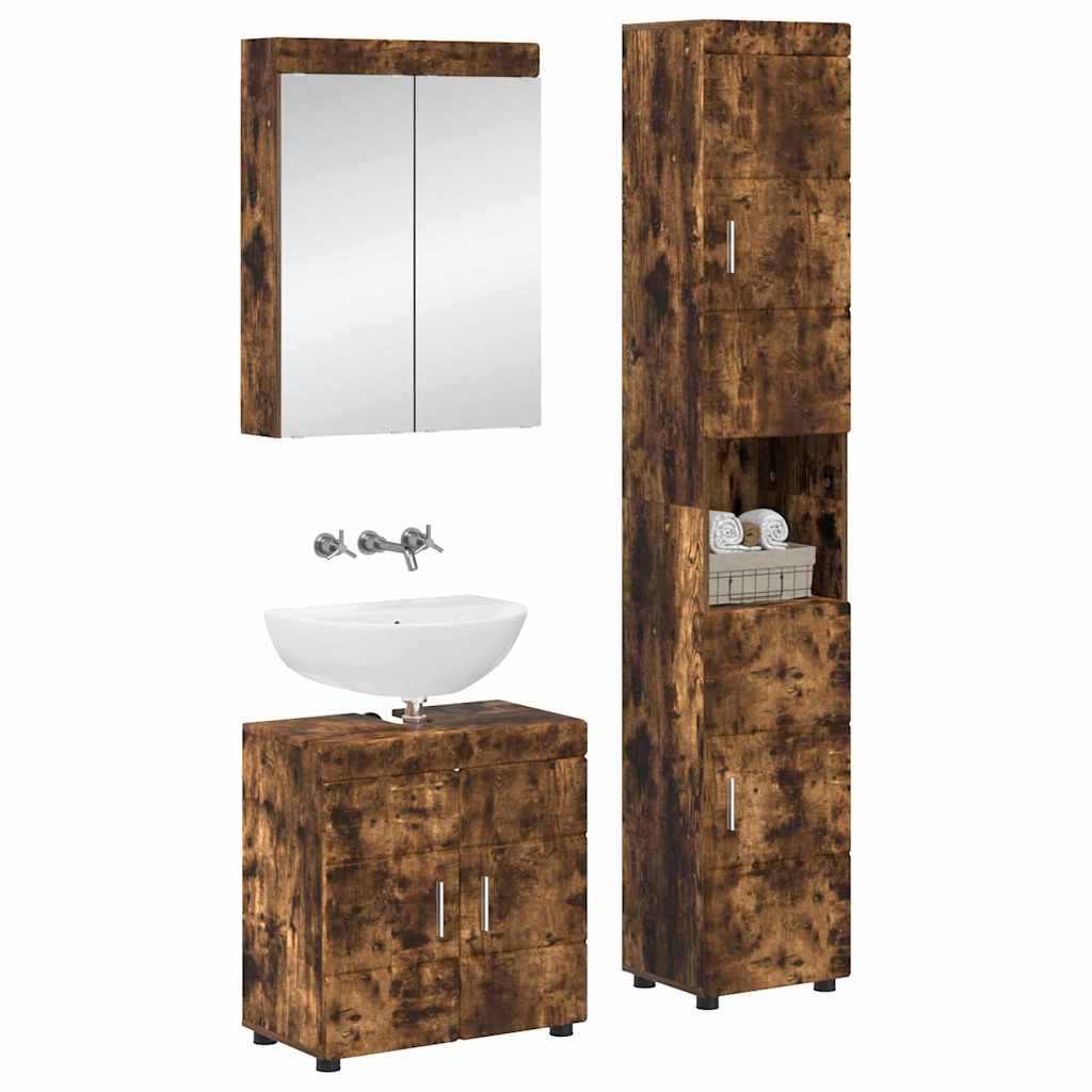 Bathroom Furniture Set TULUM 3 pcs Smoked Oak 60 x 34 x 63 cm
