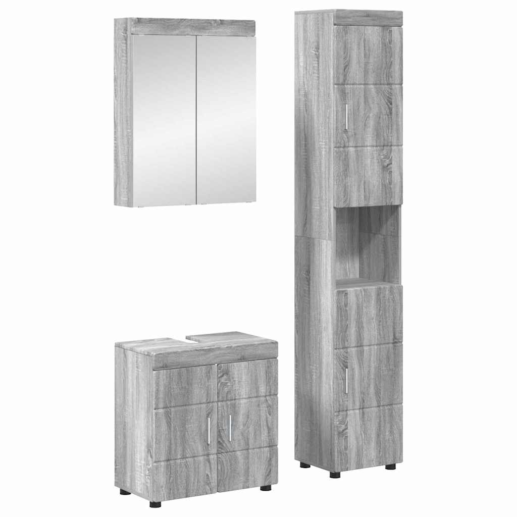 Bathroom Furniture Set TULUM 3 pcs Grey Sonoma 60 x 34 x 63 cm
