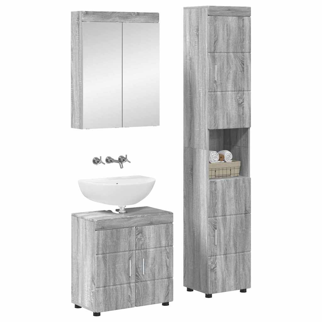 Bathroom Furniture Set TULUM 3 pcs Grey Sonoma 60 x 34 x 63 cm