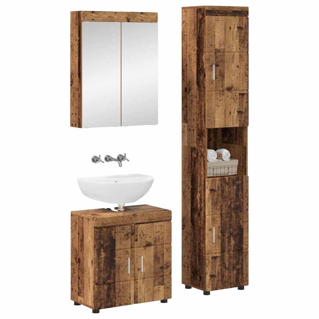 Bathroom Furniture Set TULUM 3 pcs Old Wood 60 x 34 x 63 cm