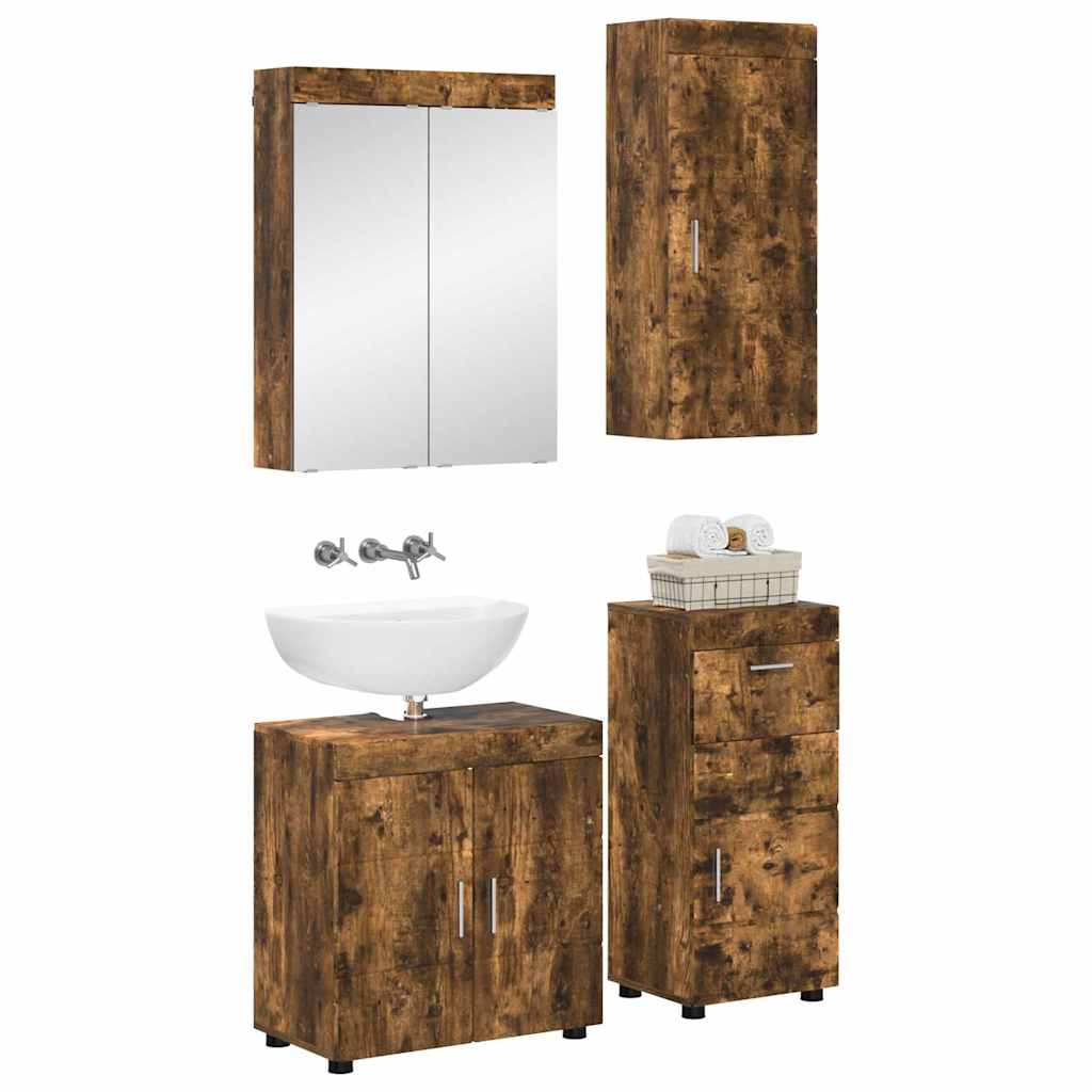 Bathroom Furniture Set TULUM 4 pcs Smoked Oak 60 x 34 x 63 cm