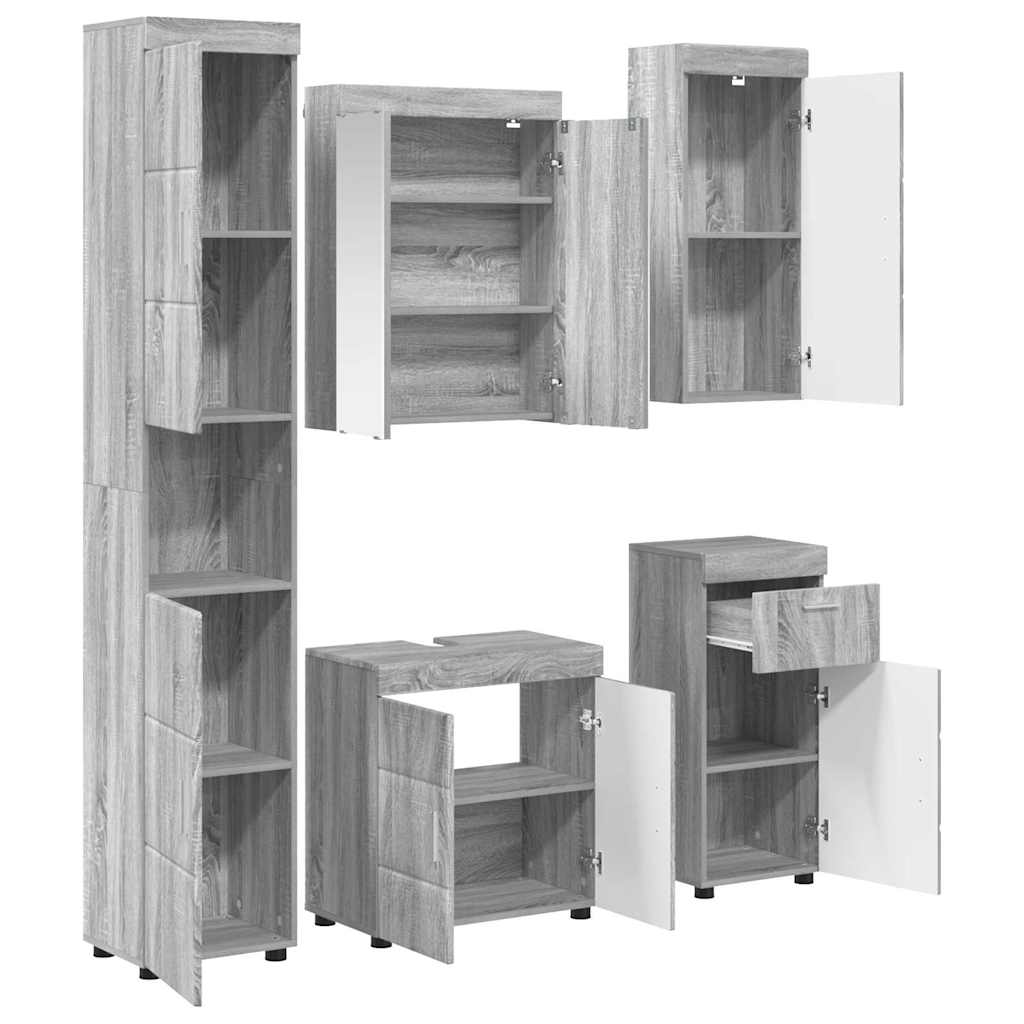 Bathroom Furniture Set TULUM 5 pcs Grey Sonoma 60 x 34 x 63 cm