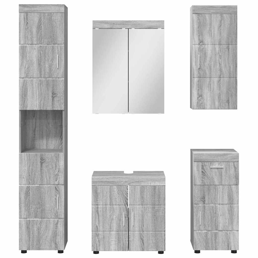Bathroom Furniture Set TULUM 5 pcs Grey Sonoma 60 x 34 x 63 cm