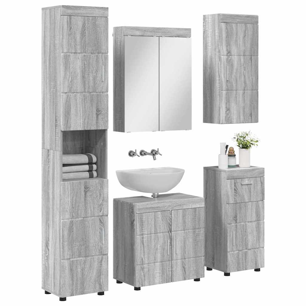 Bathroom Furniture Set TULUM 5 pcs Grey Sonoma 60 x 34 x 63 cm