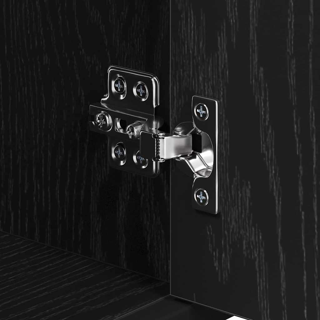 Bathroom Furniture Set with Door Black Oak 35 x 37.5 x 188.5 cm