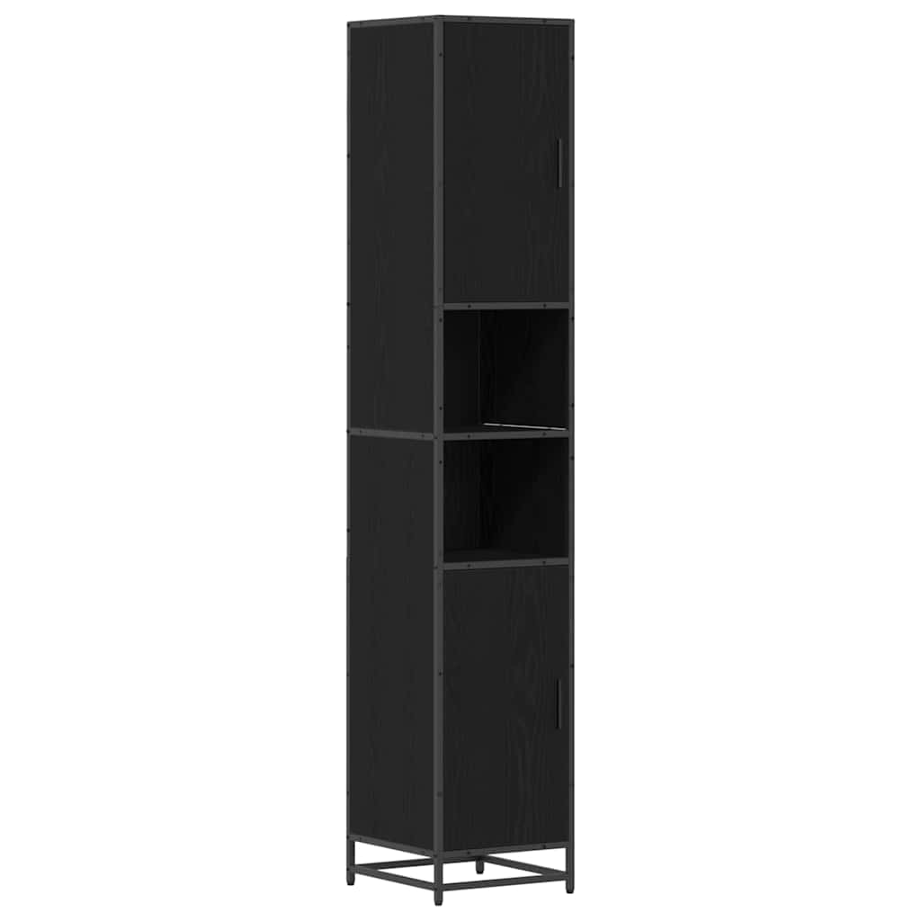 Bathroom Furniture Set with Door Black Oak 35 x 37.5 x 188.5 cm
