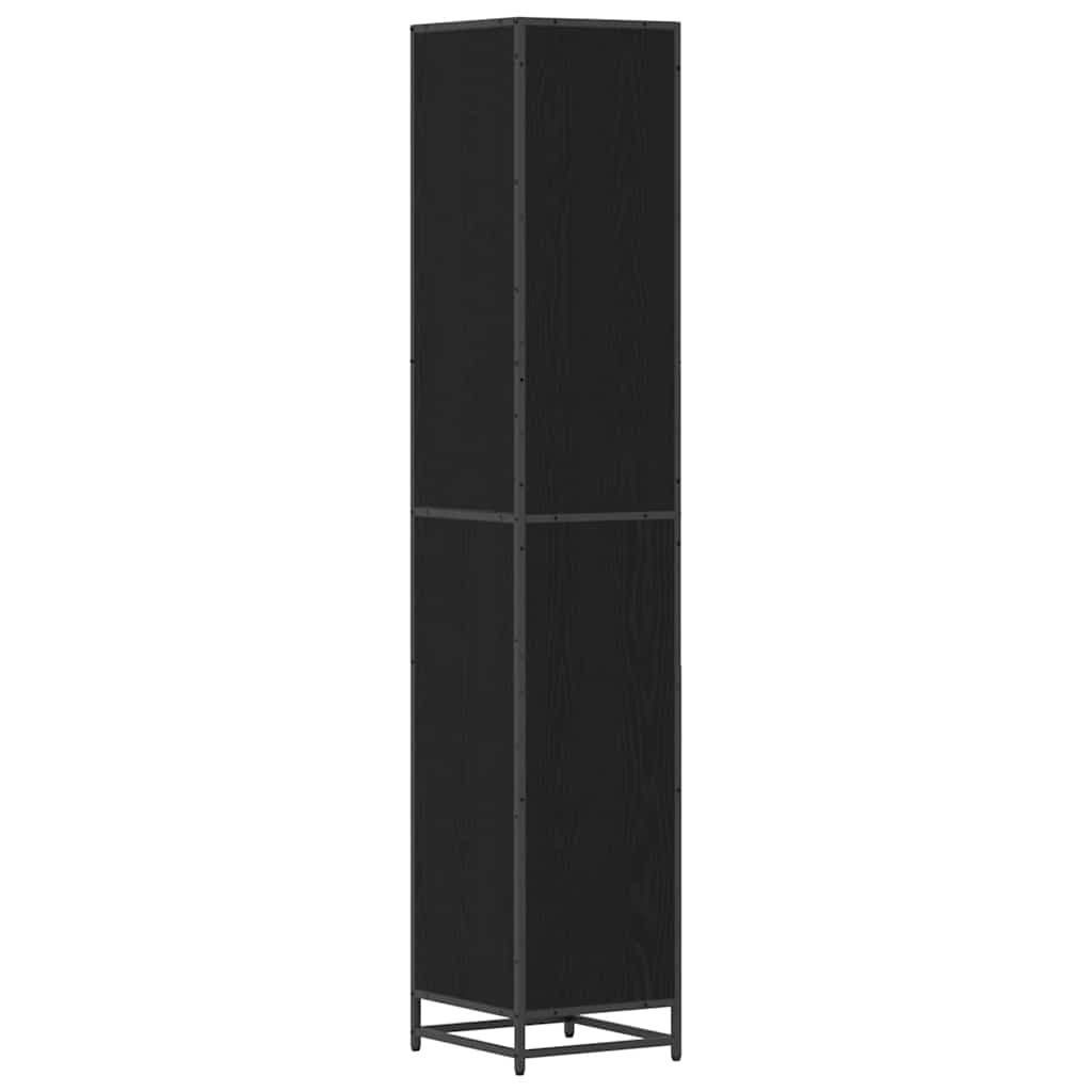Bathroom Furniture Set with Door Black Oak 35 x 37.5 x 188.5 cm