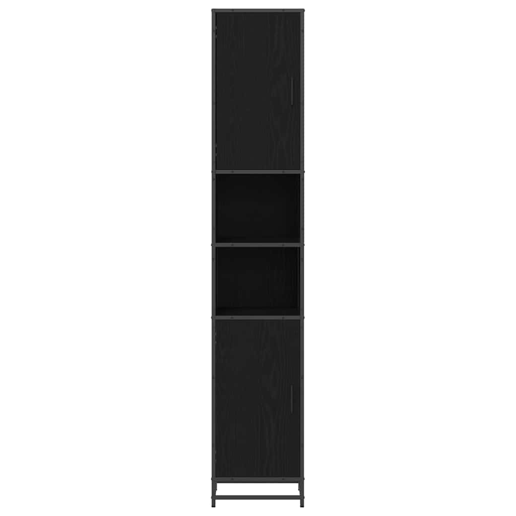 Bathroom Furniture Set with Door Black Oak 35 x 37.5 x 188.5 cm