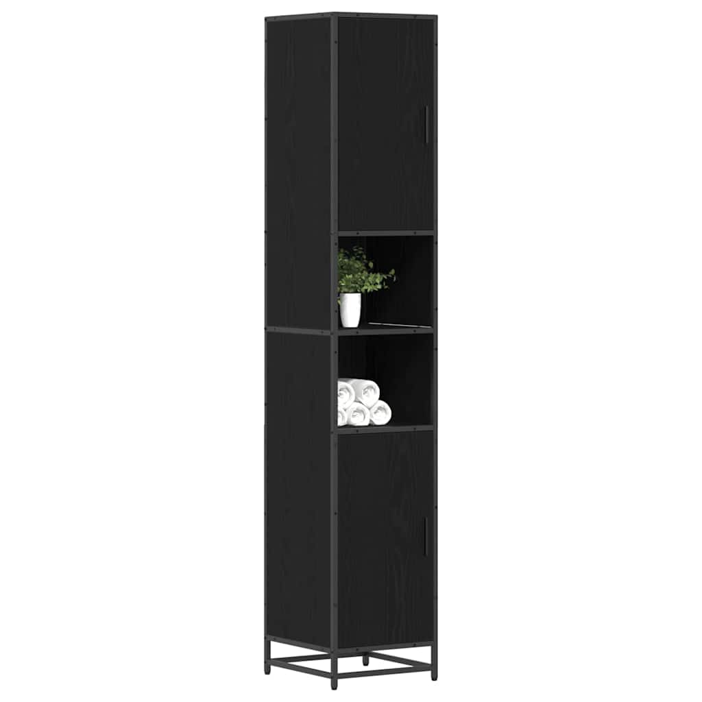 Bathroom Furniture Set with Door Black Oak 35 x 37.5 x 188.5 cm