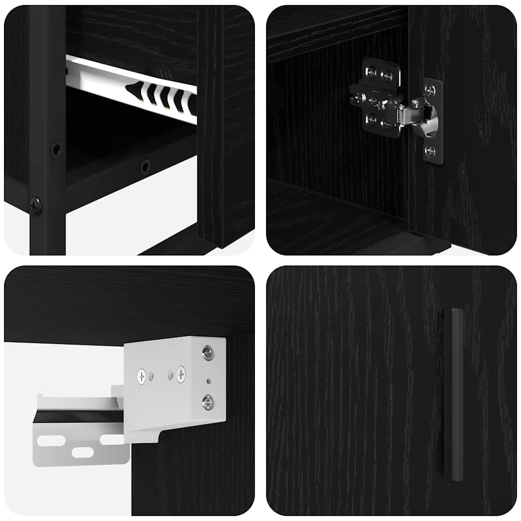 Bathroom Furniture Set 3 pcs Black Oak Engineered Wood