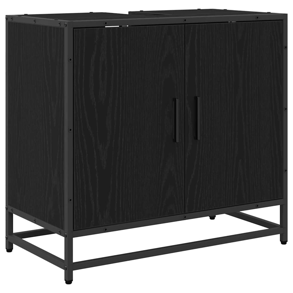 Bathroom Furniture Set 3 pcs Black Oak Engineered Wood