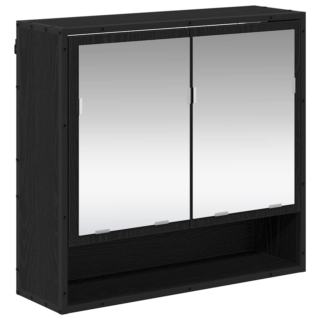 Bathroom Furniture Set 3 pcs Black Oak Engineered Wood