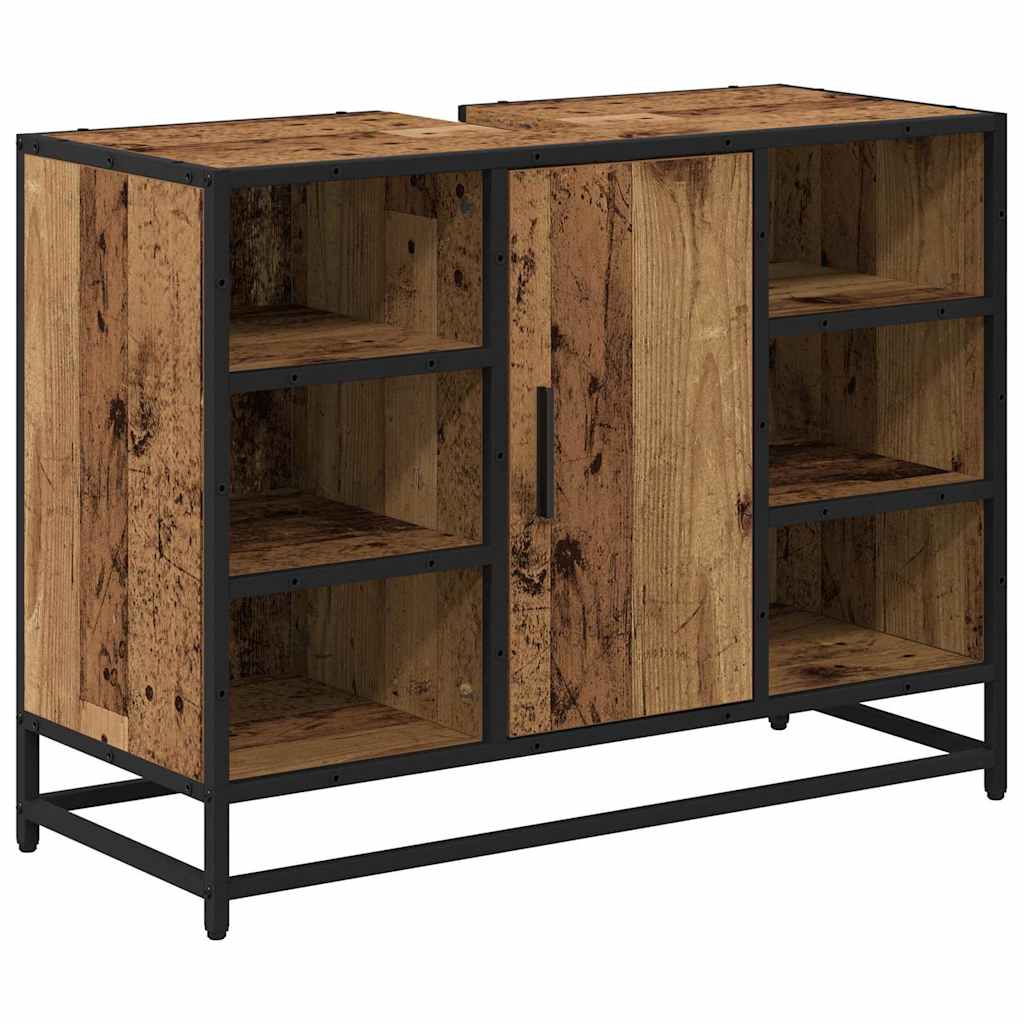 Bathroom Furniture Set with Door 4 pcs Old Wood Engineered Wood