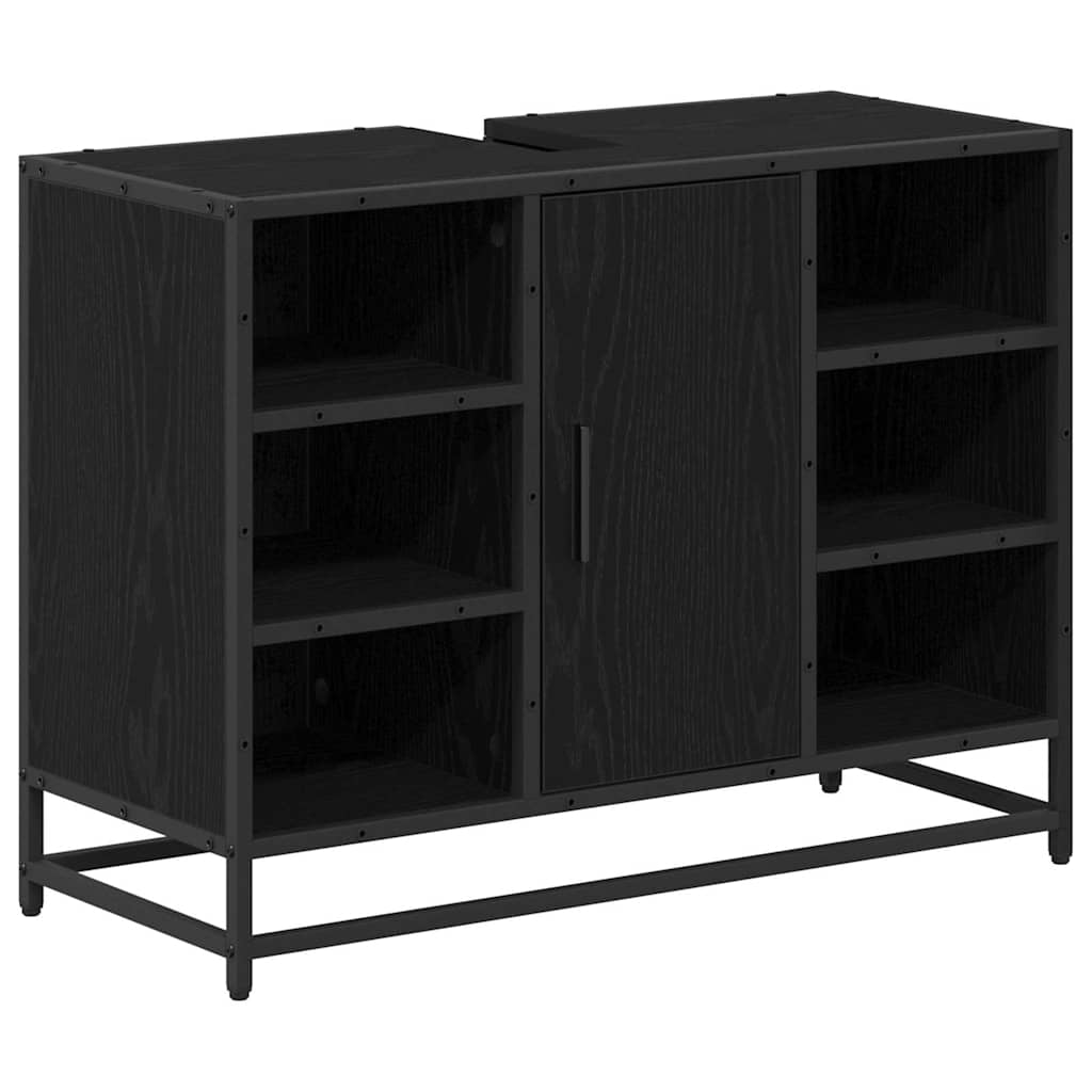 Bathroom Furniture Set 4 pcs Black Oak Engineered Wood