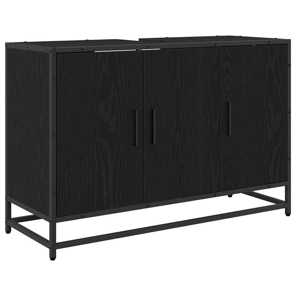 Bathroom Furniture Set 4 pcs Black Oak Engineered Wood