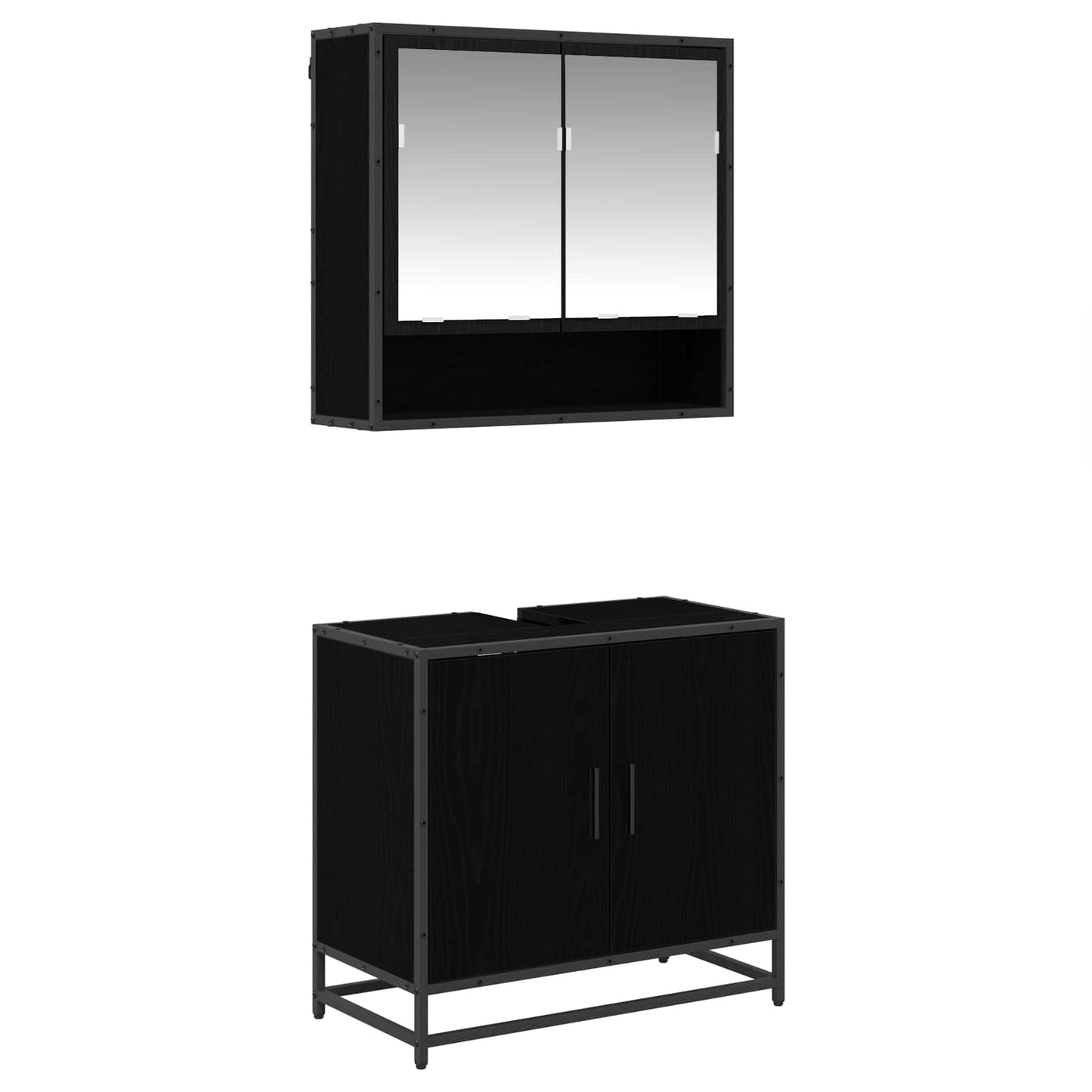 Bathroom Furniture Set 2 pcs Black Oak Engineered Wood