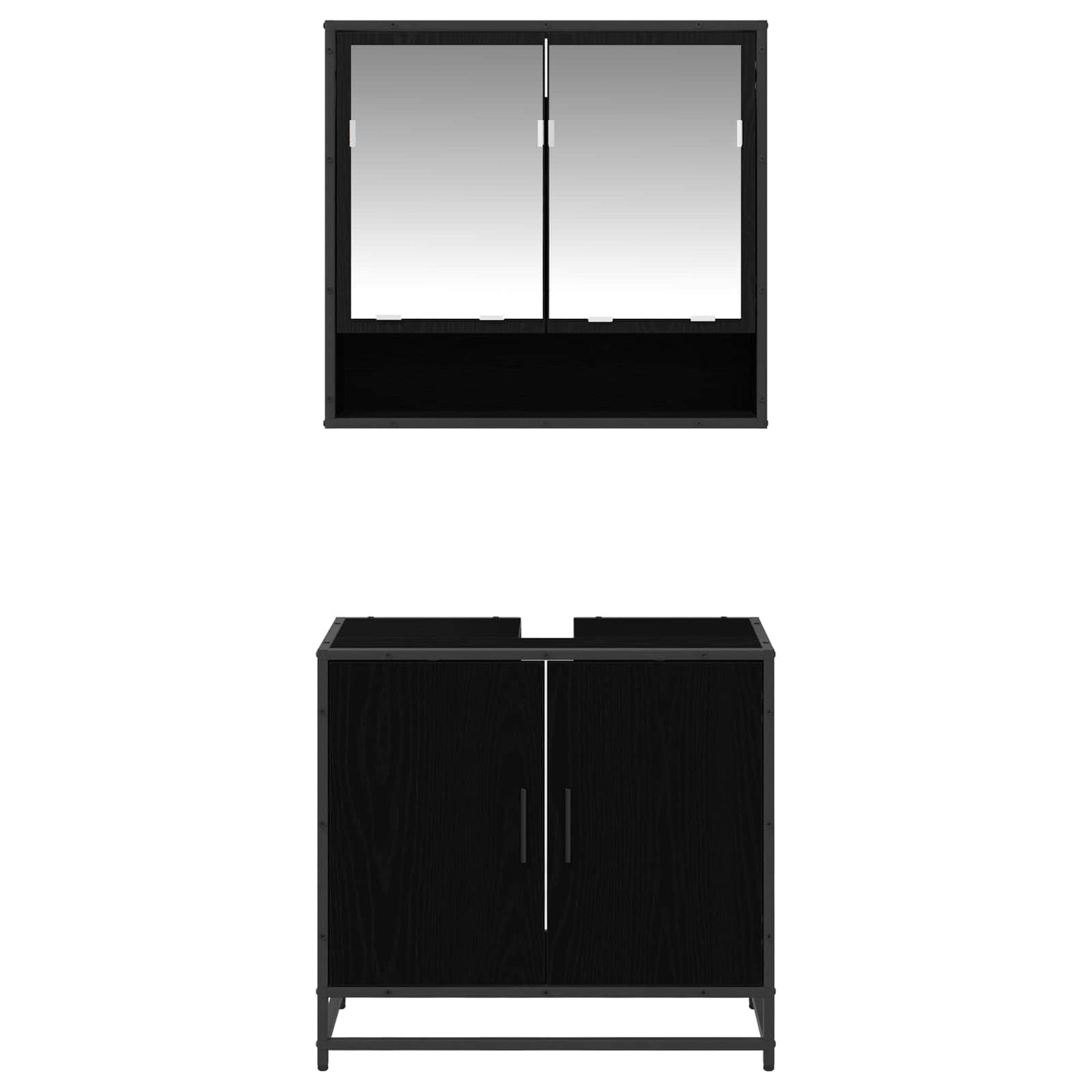 Bathroom Furniture Set 2 pcs Black Oak Engineered Wood