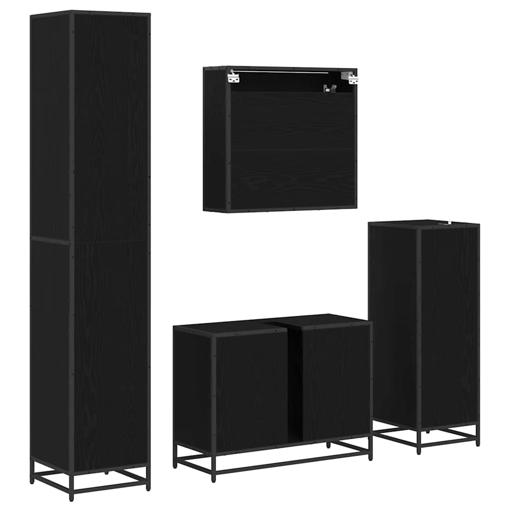 Bathroom Furniture Set 4 pcs Black Oak Engineered Wood