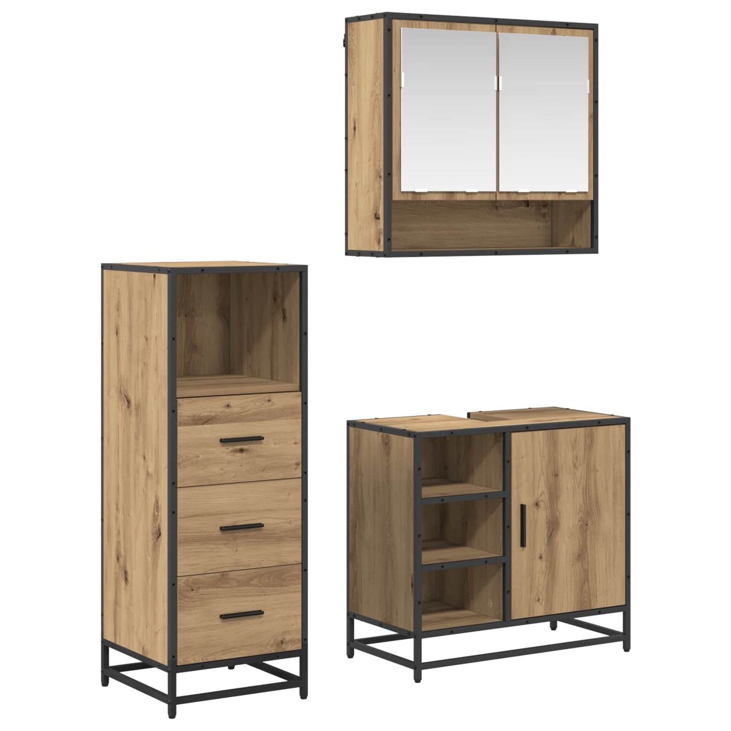 Bathroom Furniture Set 3 pcs Artisan Oak Engineered Wood