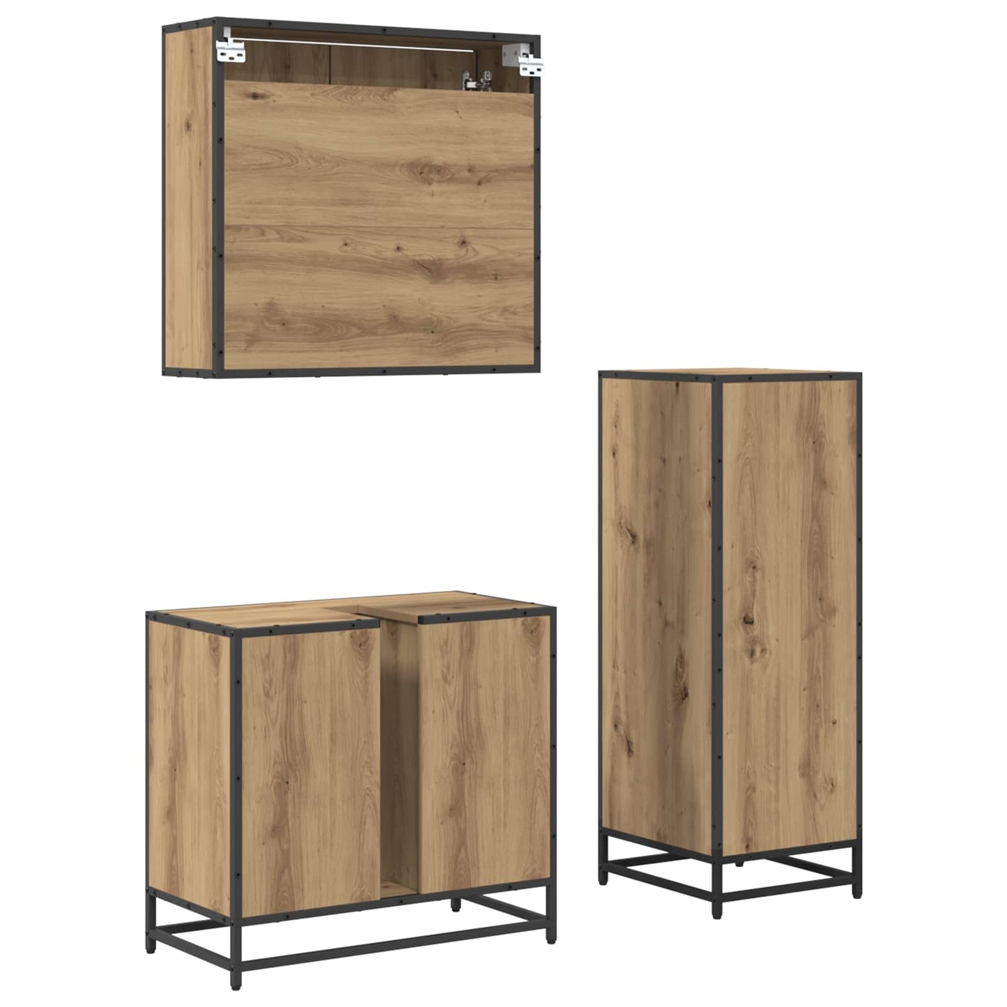 Bathroom Furniture Set 3 pcs Artisan Oak Engineered Wood