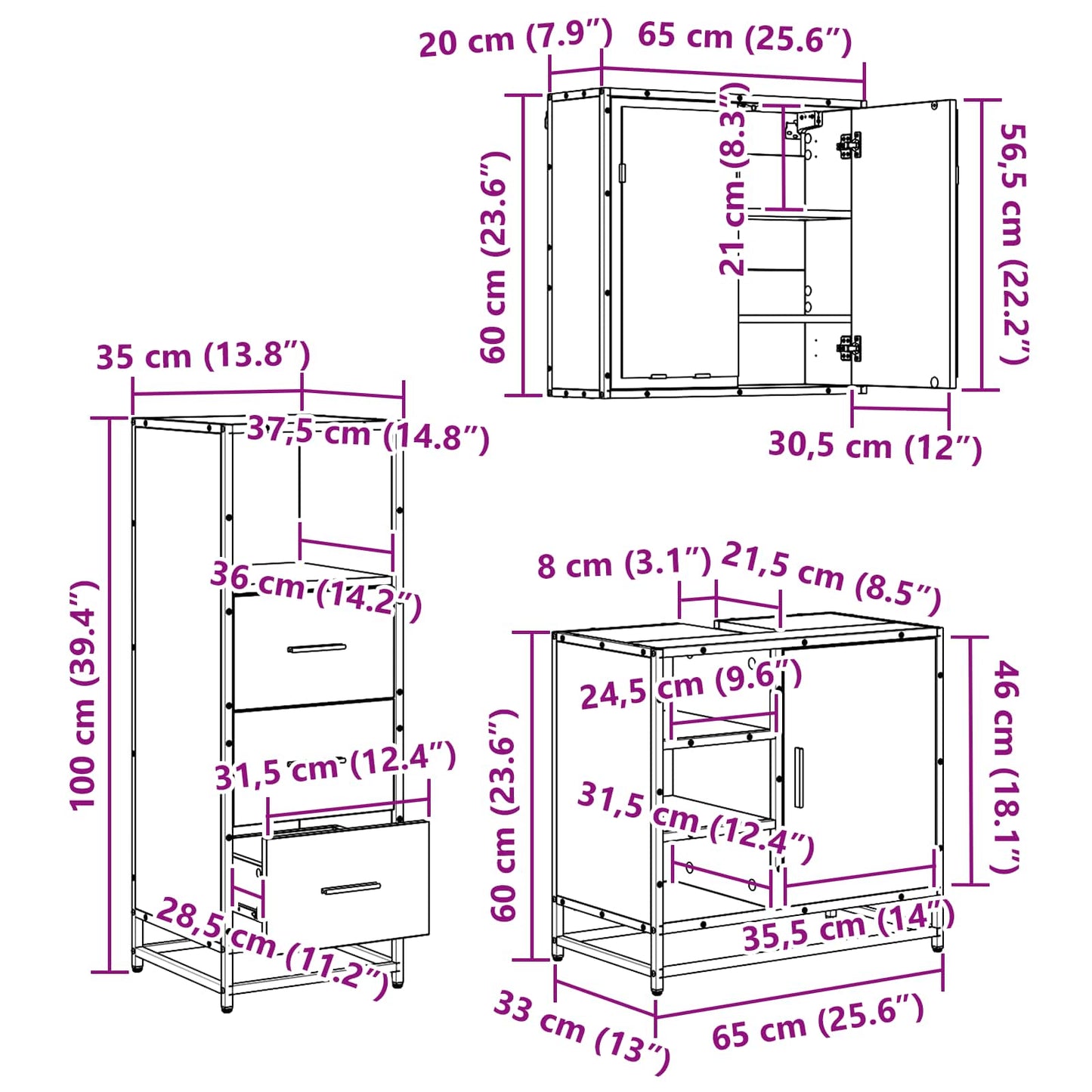 Bathroom Furniture Set 3 pcs Artisan Oak Engineered Wood