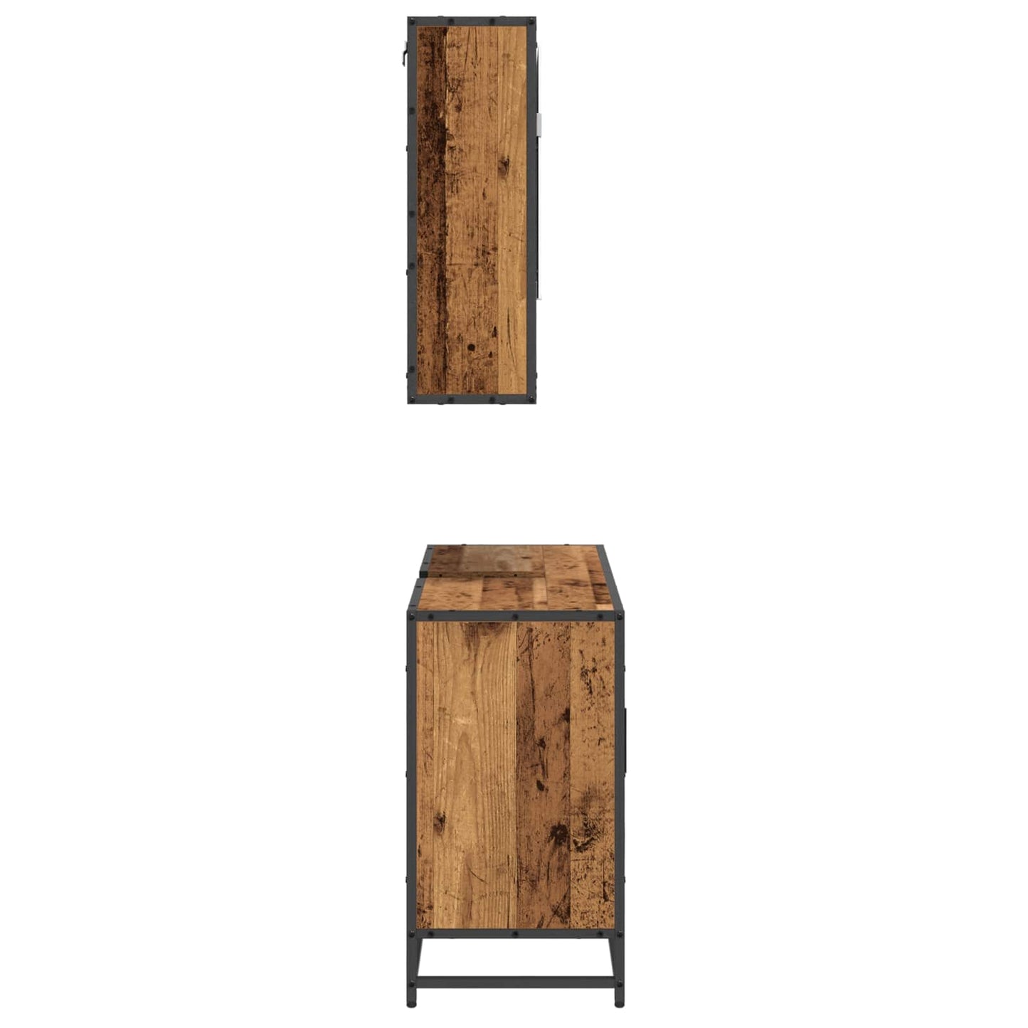 Bathroom Furniture Set with Door 2 pcs Old Wood Engineered Wood