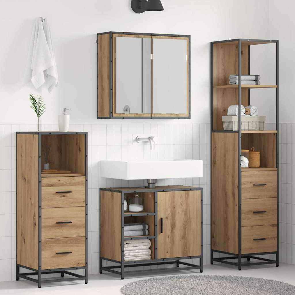 Bathroom Furniture Set 3 pcs Artisan Oak Engineered Wood