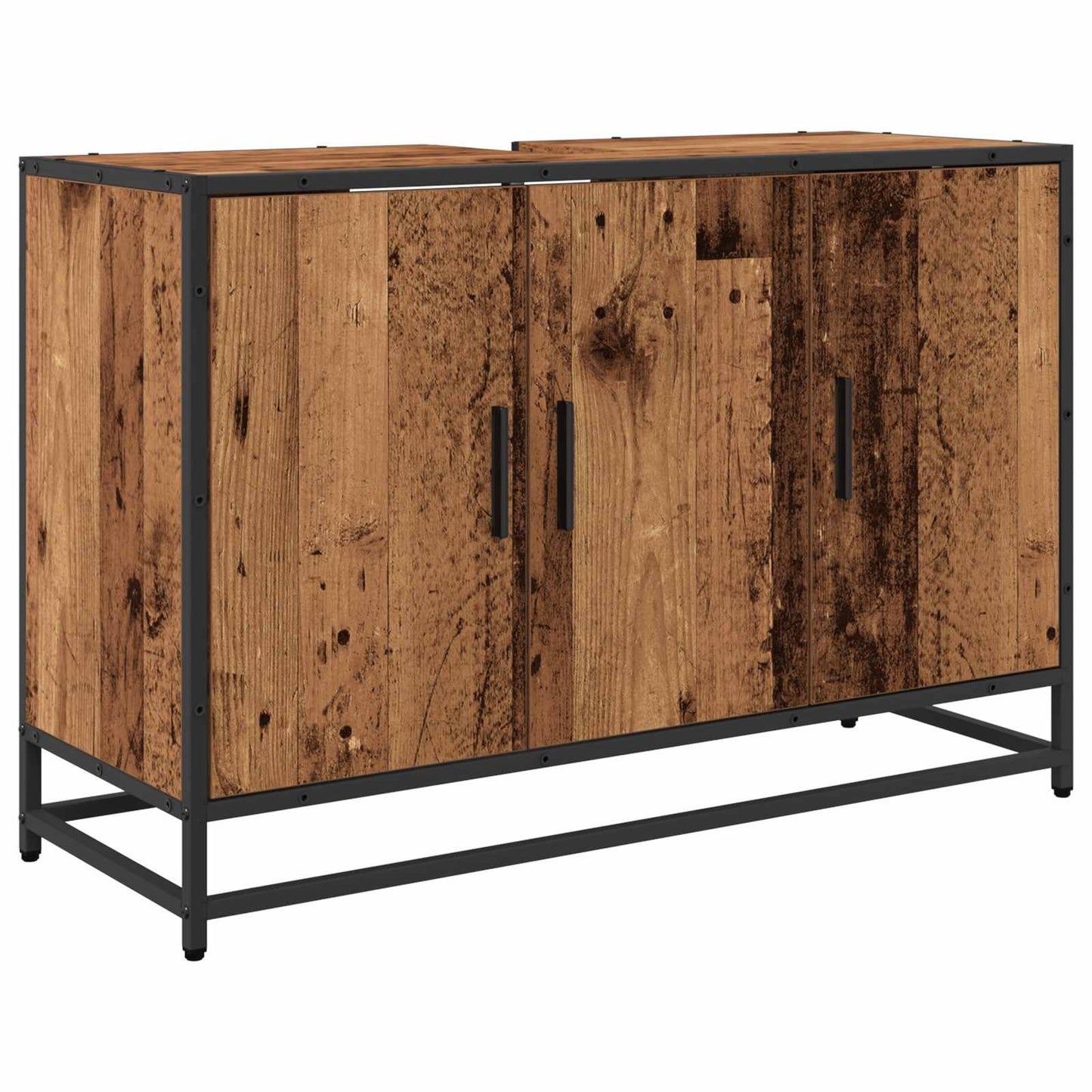 Bathroom Furniture Set with Door 3 pcs Old Wood Engineered Wood