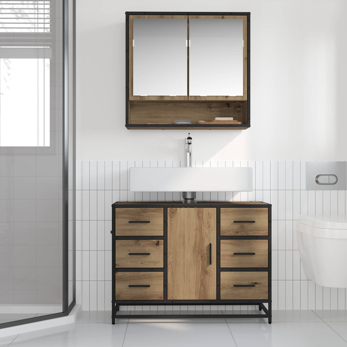 Bathroom Furniture Set 2 pcs Artisan Oak Engineered Wood