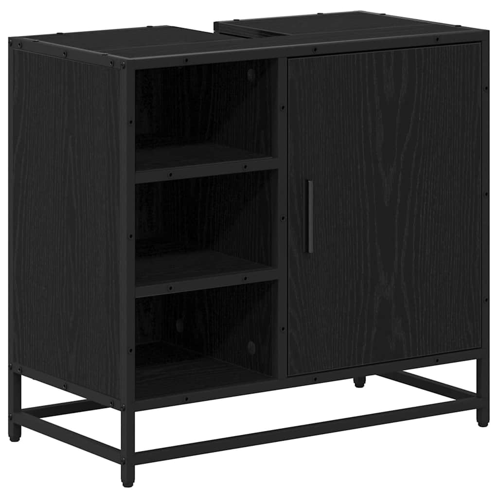 Bathroom Furniture Set 3 pcs Black Oak Engineered Wood