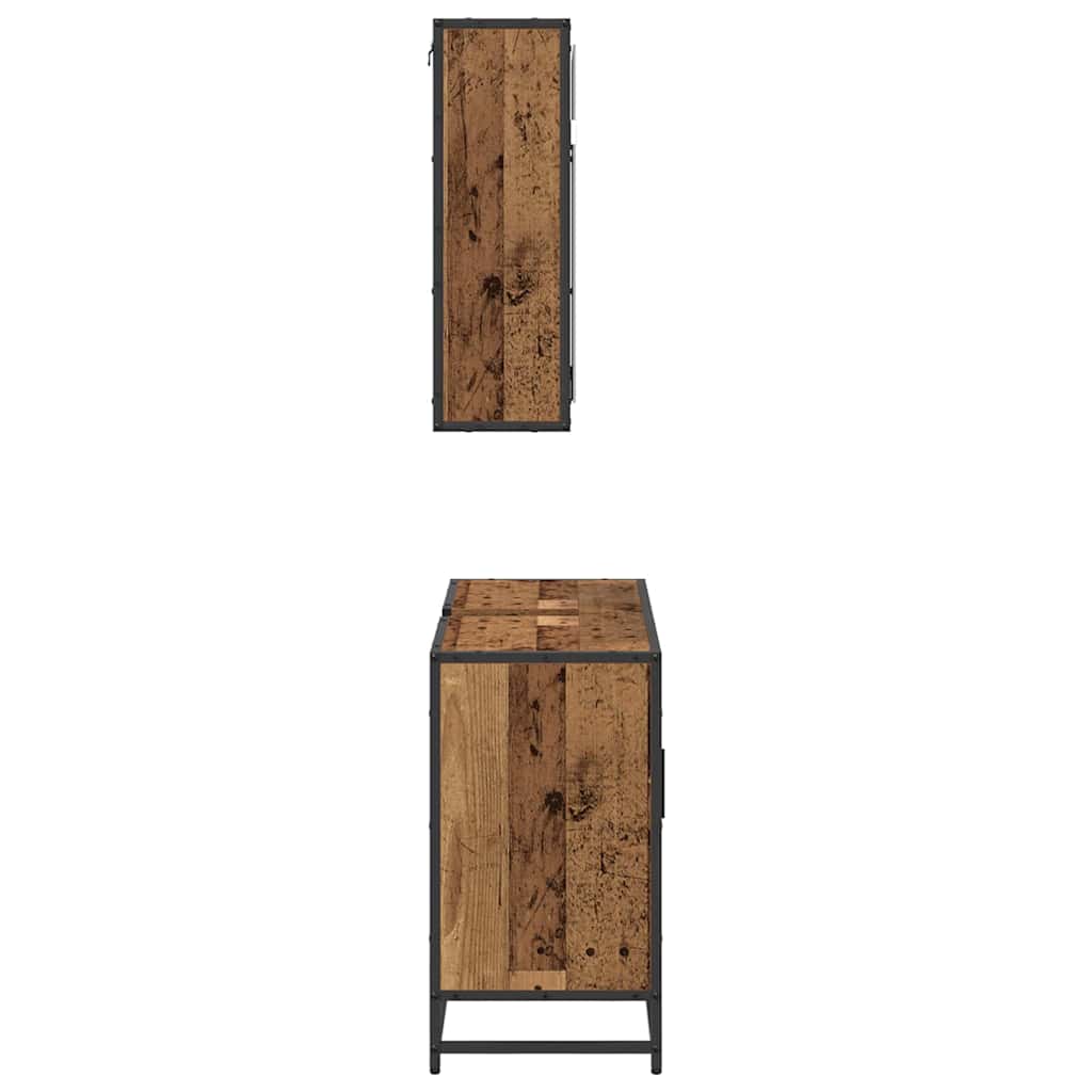 Bathroom Furniture Set with Door 2 pcs Old Wood Engineered Wood