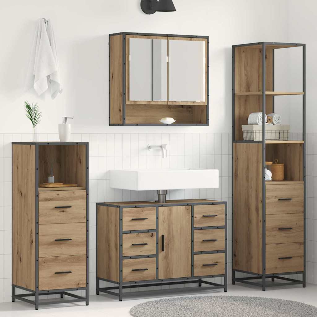 Bathroom Furniture Set 4 pcs Artisan Oak Engineered Wood