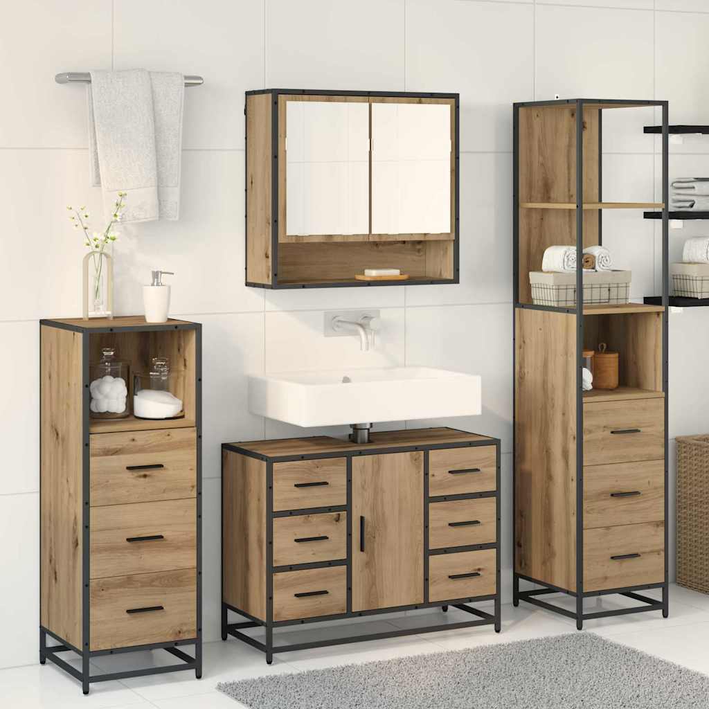 Bathroom Furniture Set 4 pcs Artisan Oak Engineered Wood