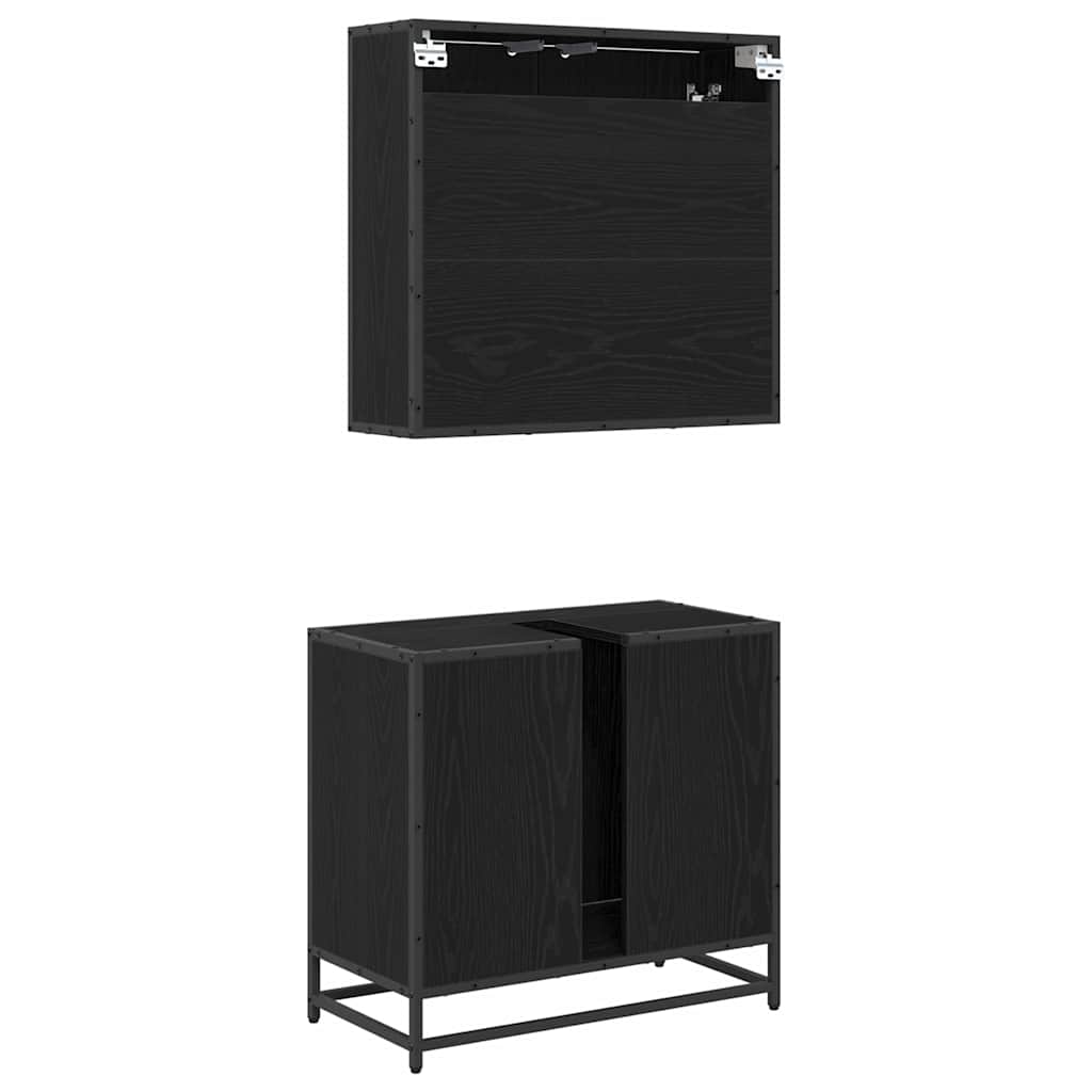 Bathroom Furniture Set 2 pcs Black Oak Engineered Wood