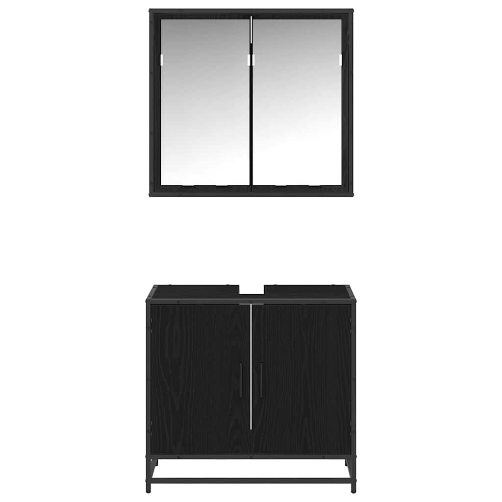Bathroom Furniture Set 2 pcs Black Oak Engineered Wood