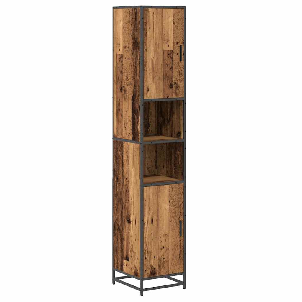 Bathroom Furniture Set with Door 3 pcs Old Wood Engineered Wood