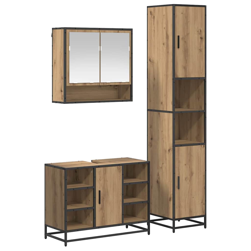 Bathroom Furniture Set 3 pcs Artisan Oak Engineered Wood