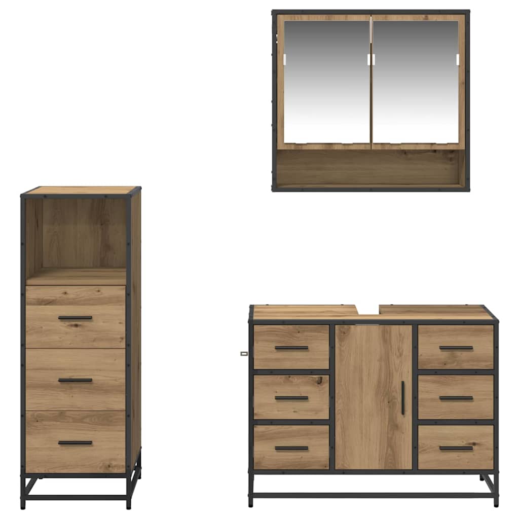 Bathroom Furniture Set 3 pcs Artisan Oak Engineered Wood