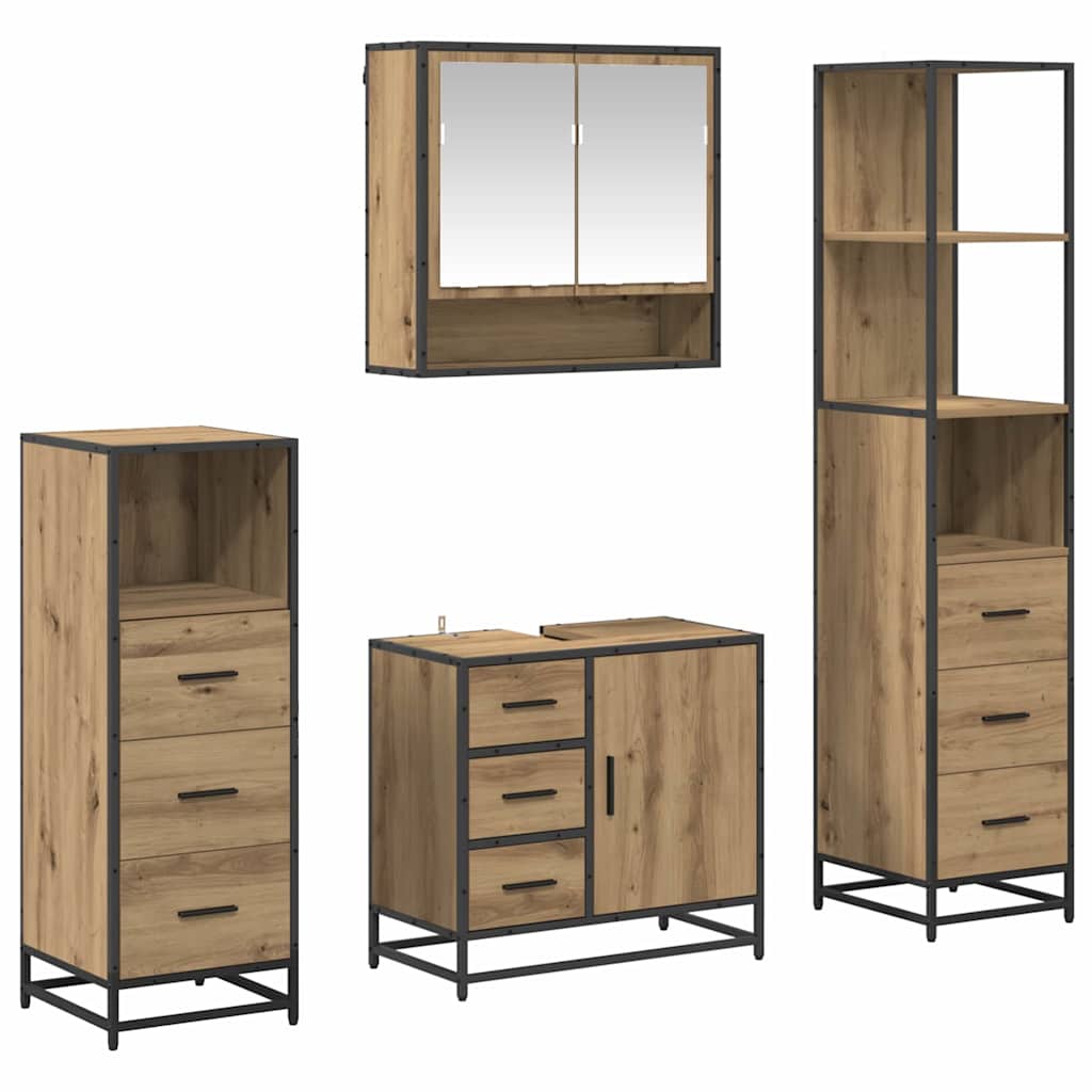 Bathroom Furniture Set 4 pcs Artisan Oak Engineered Wood