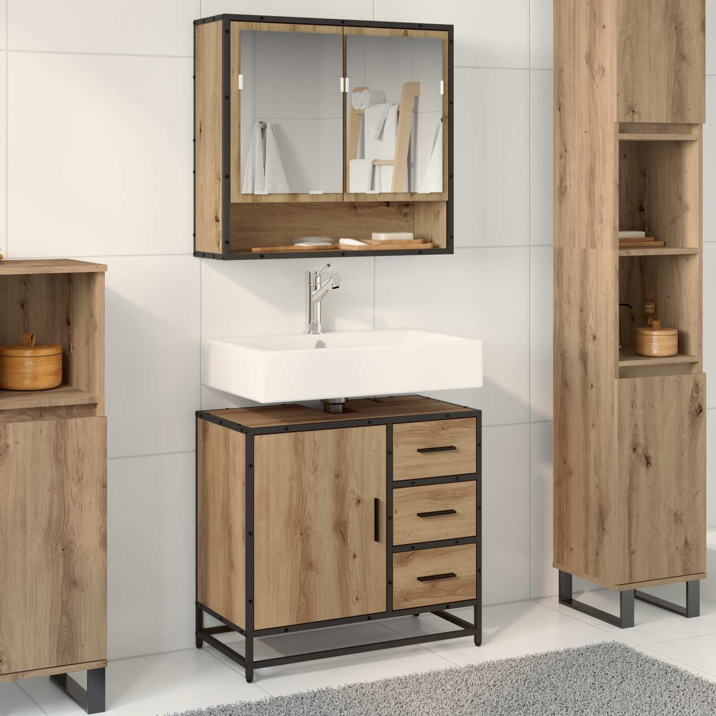 Bathroom Furniture Set 2 pcs Artisan Oak Engineered Wood