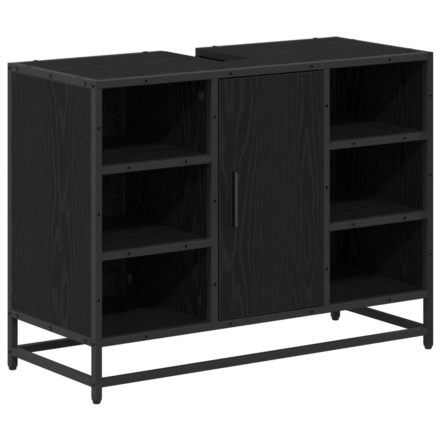 Bathroom Furniture Set 3 pcs Black Oak Engineered Wood