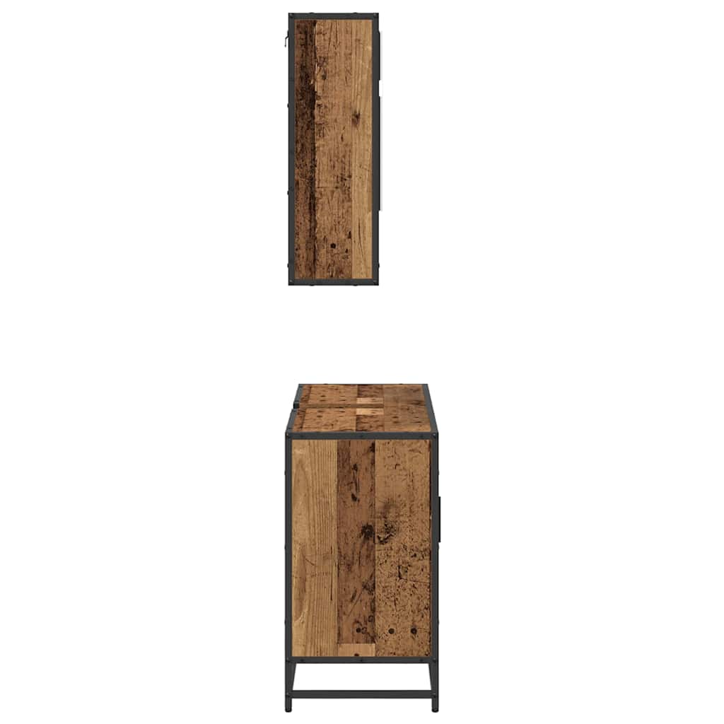 Bathroom Furniture Set with Door 2 pcs Old Wood Engineered Wood